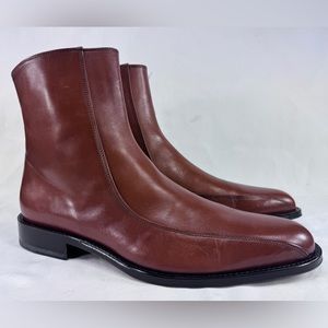 VERSACE Ankle Chelsea Dress Boots Zip Chestnut Brown Disco Almond Toe Medusa 11